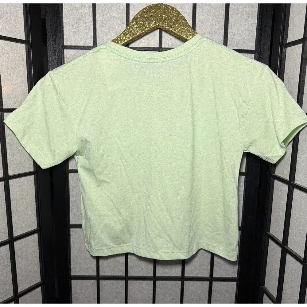 NEW GIRLS SAGE GREEN ACDC AC/DC‎ CROPPED T-SHIRT SIZE Medium 8